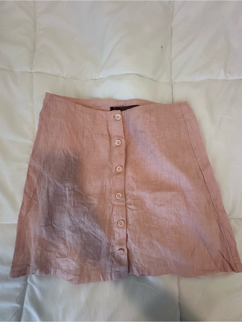 Reformation Blush Pink Button-Front Mini Skirt